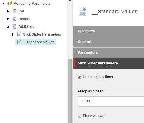 standard values for rendering parameters